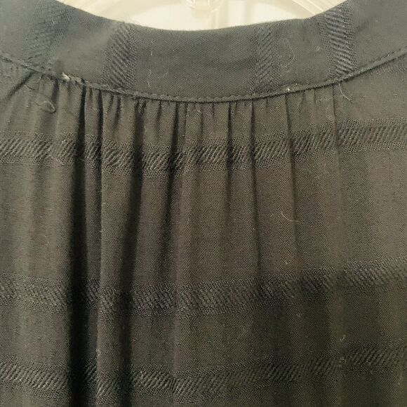 Loft Blouse Women Small Petite Black Mandarin Collar Lace Button Down Casual - Picture 8 of 9